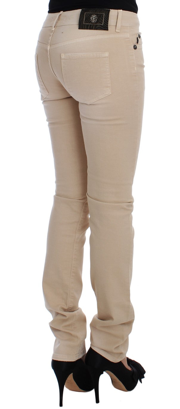 Cavalli Beige Stretch Slim Fit Jeans i bomuld