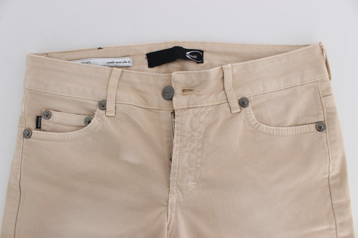 Cavalli Beige Stretch Slim Fit Jeans i bomuld