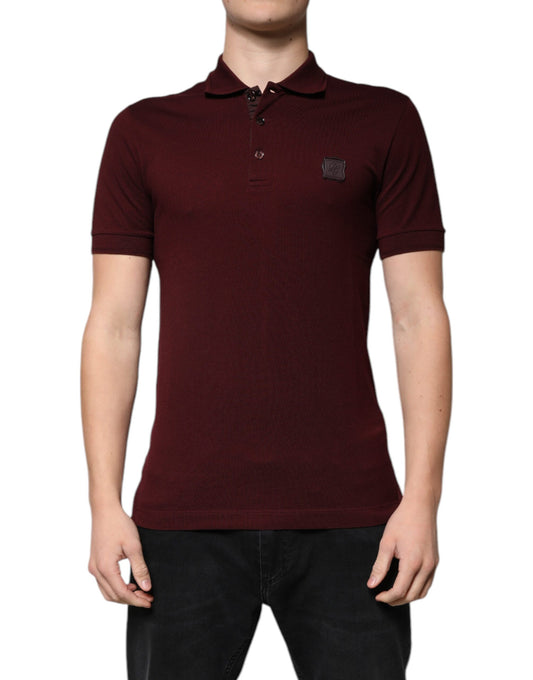 Dolce &amp; Gabbana Maroon Krave Kortærmet Polo T-shirt