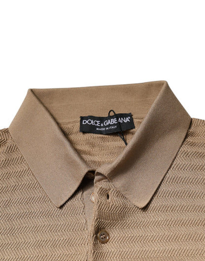 Dolce &amp; Gabbana Brun Polo T-shirt med Korte Ærmer og Krave