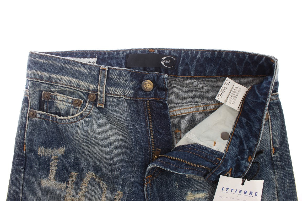 Cavalli Elegant Flare Fit blå denim jeans