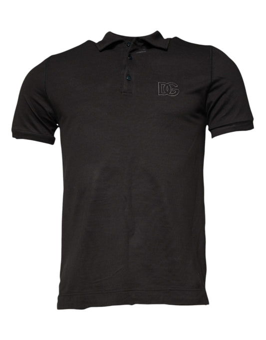 Dolce &amp; Gabbana Mørkegrå Polo T-shirt med Korte Ærmer og Krave