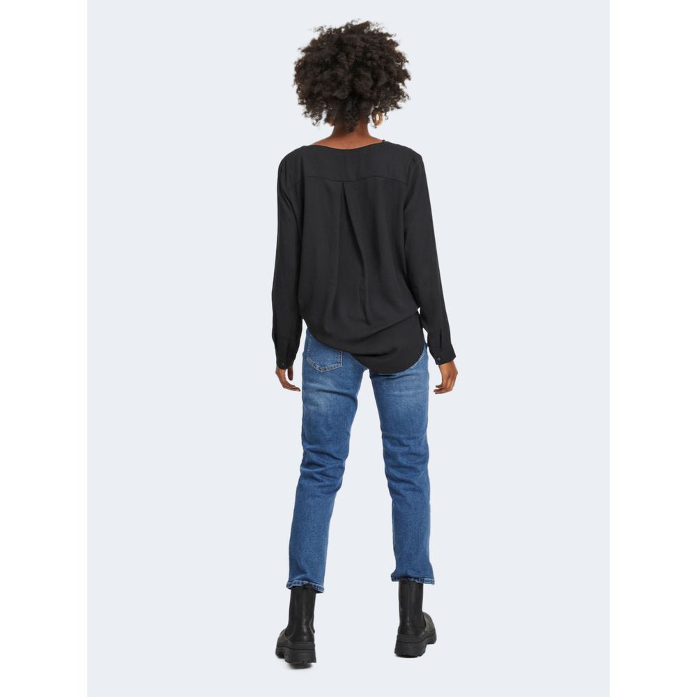 Vila Clothes Pulover negru din poliester