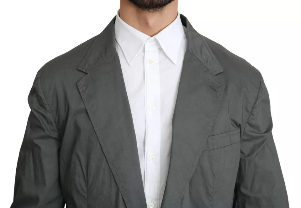 Dolce & Gabbana Gray Cotton Single Breasted Formal Blazer