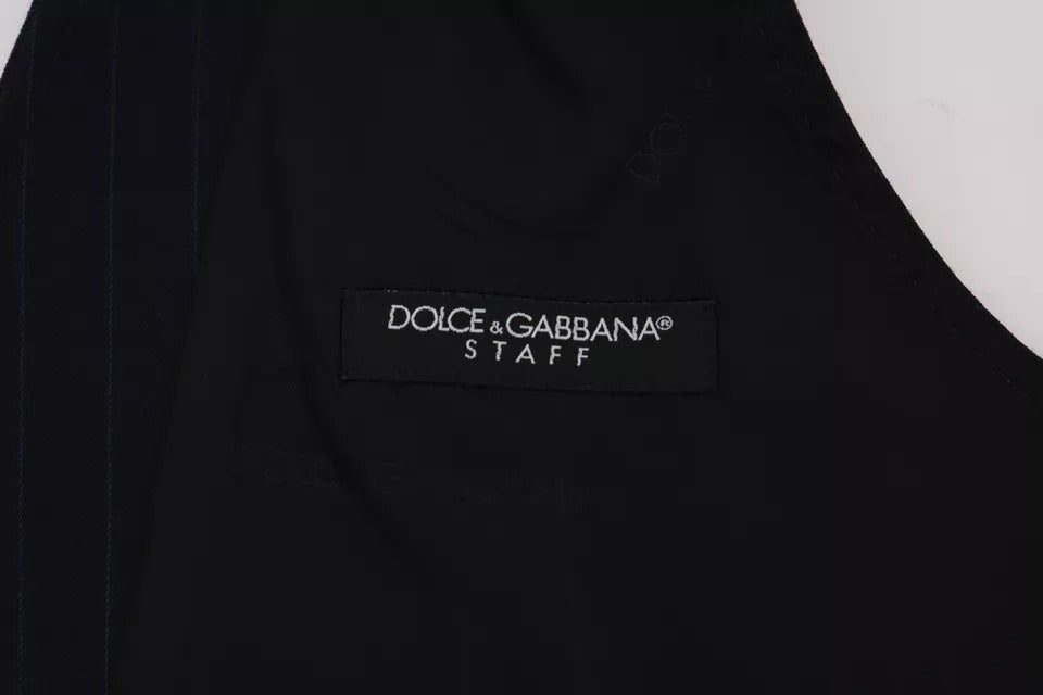 Dolce & Gabbana Blue Waistcoat Wool Stretch STAFF Vest