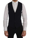 Dolce & Gabbana Blue Waistcoat Wool Stretch STAFF Vest