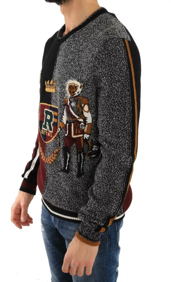 Dolce & Gabbana Multicolor KING Knight Monkey Knitted Cashmere Wool Sweater