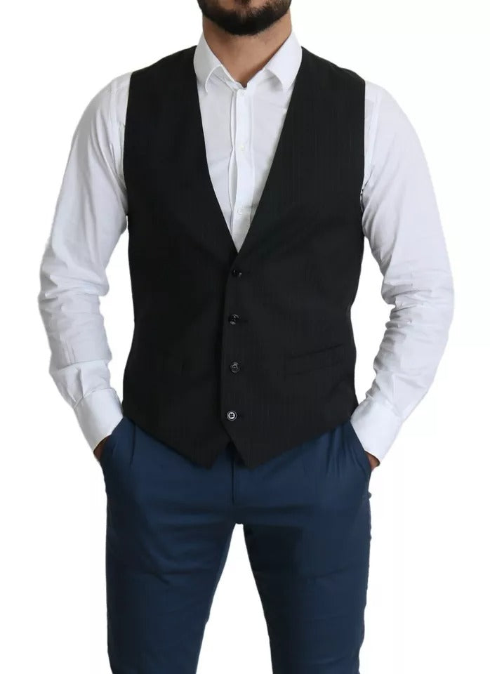 Dolce &amp; Gabbana Negru Bărbați Formal STAFF Rochie Vestă Vestă