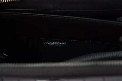 Portofel clutch continental Dolce &amp; Gabbana din piele exotică maro cu fermoar