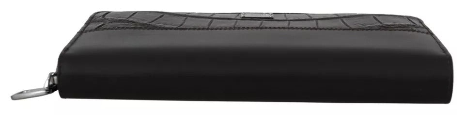 Portofel clutch continental Dolce &amp; Gabbana din piele exotică maro cu fermoar