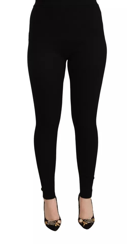 Dolce & Gabbana Black High Waist Stretch Tights Pants