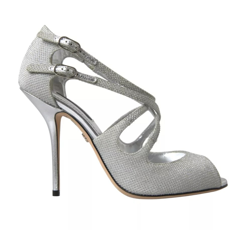 Dolce &amp; Gabbana Sølvglimmer Sandaler Hæl Pumps Sko