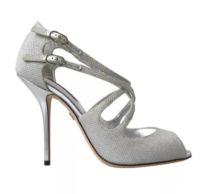Dolce &amp; Gabbana Sølvglimmer Sandaler Hæl Pumps Sko