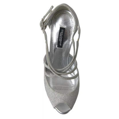Dolce &amp; Gabbana Sølvglimmer Sandaler Hæl Pumps Sko