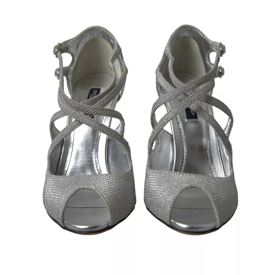 Dolce &amp; Gabbana Sølvglimmer Sandaler Hæl Pumps Sko