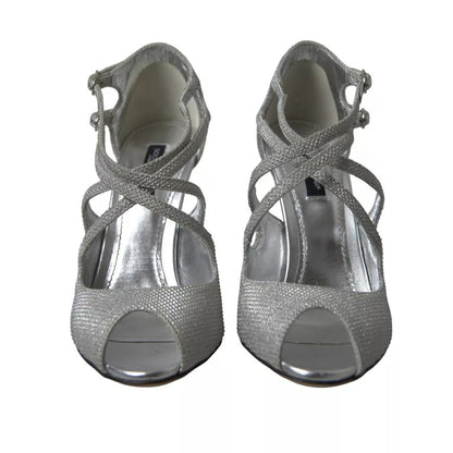 Dolce &amp; Gabbana Sølvglimmer Sandaler Hæl Pumps Sko