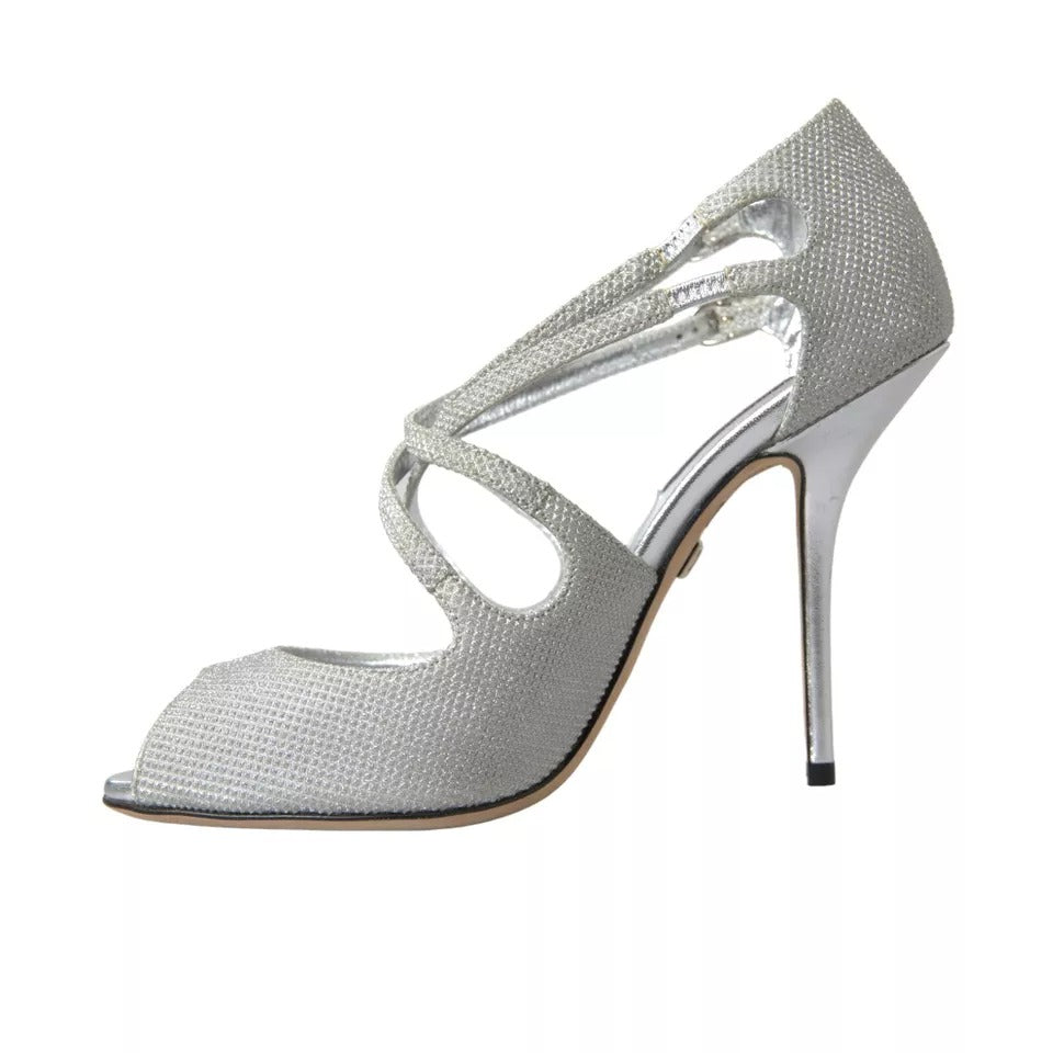 Dolce &amp; Gabbana Sølvglimmer Sandaler Hæl Pumps Sko