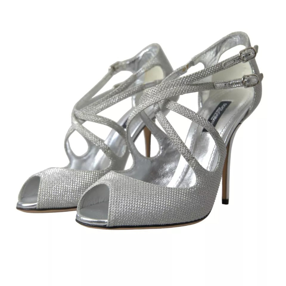Dolce &amp; Gabbana Sølvglimmer Sandaler Hæl Pumps Sko