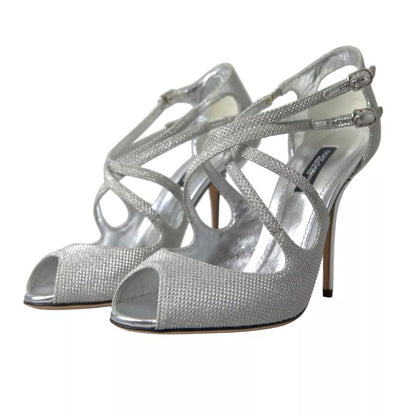 Dolce &amp; Gabbana Sølvglimmer Sandaler Hæl Pumps Sko