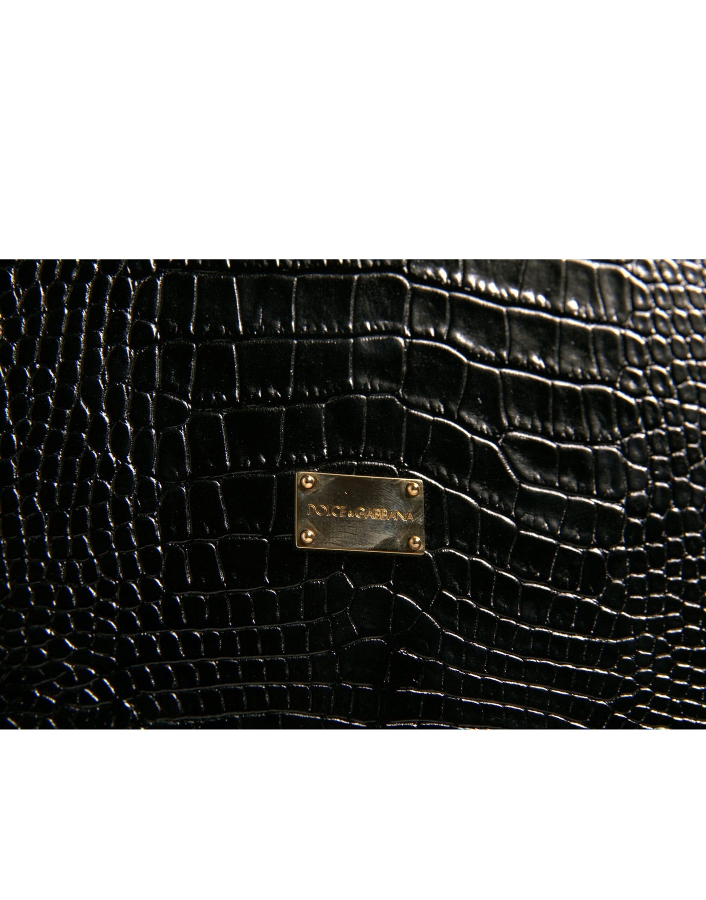 Dolce &amp; Gabbana Elegant Sort Læder Katalogetui med Logoplakette