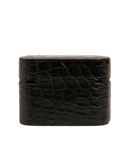 Dolce &amp; Gabbana sort læder metal logo plakette holder til Airpods