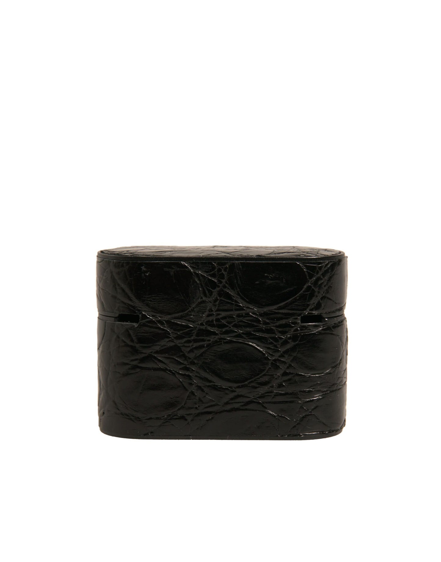 Dolce &amp; Gabbana sort læder metal logo plakette holder til Airpods