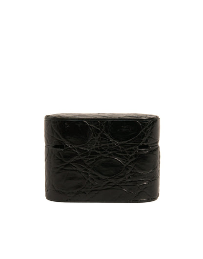 Dolce &amp; Gabbana sort læder metal logo plakette holder til Airpods
