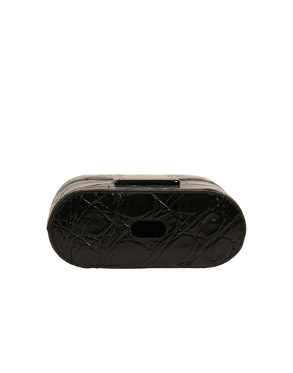 Dolce &amp; Gabbana sort læder metal logo plakette holder til Airpods