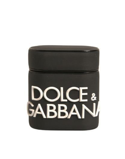 Dolce &amp; Gabbana Sort/Hvid Silikone-Etuier til Airpods med Præget Logo