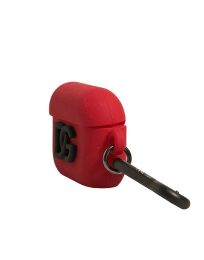 Dolce &amp; Gabbana Rød Silikone Gummi Logo Præget Airpods Etui
