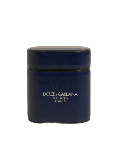 Dolce &amp; Gabbana Blå Læder Flip Holder Airpods Etui