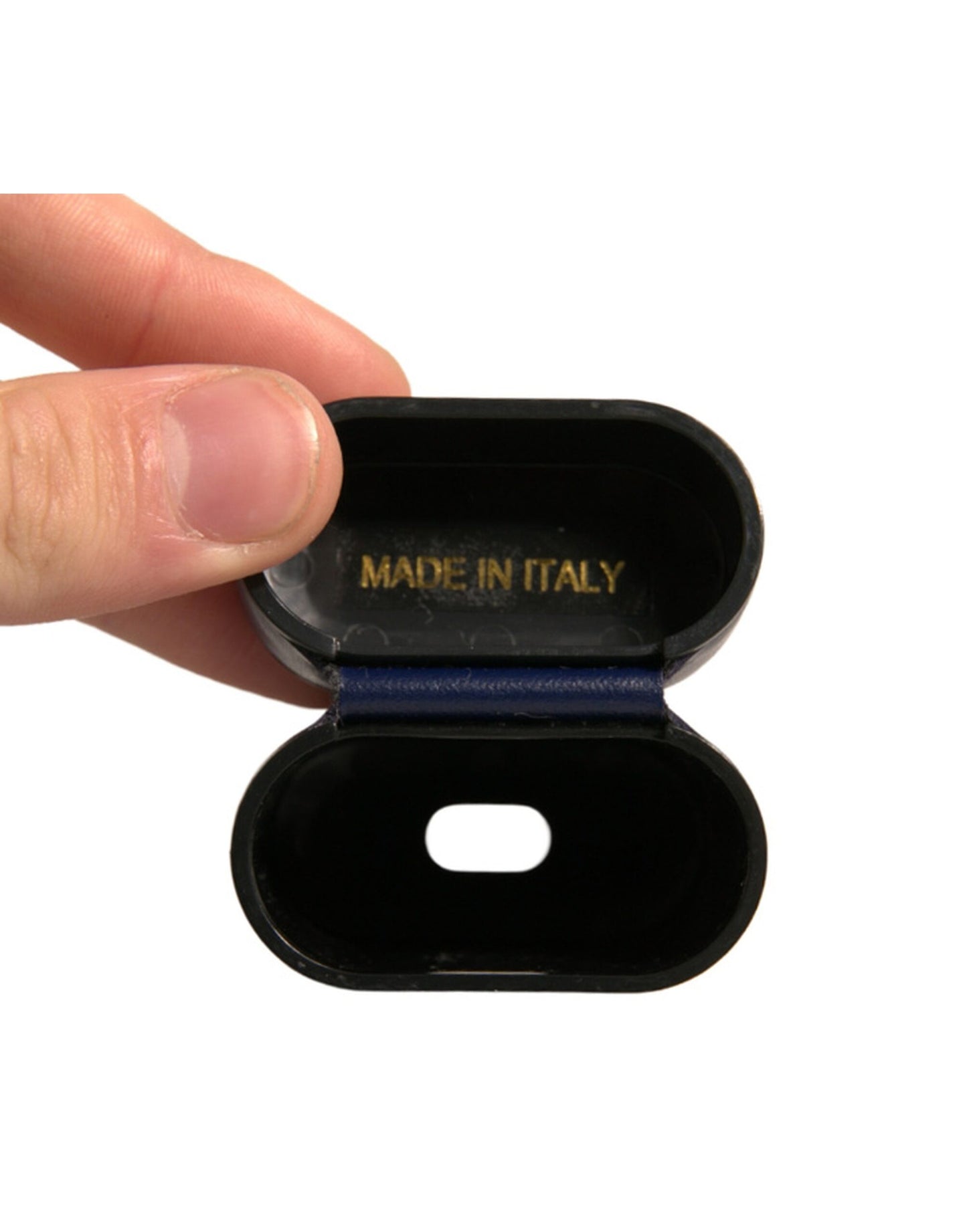 Dolce &amp; Gabbana Blå Læder Flip Holder Airpods Etui