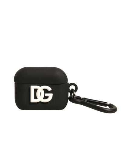 Dolce &amp; Gabbana Sort Silikone Gummi Logo Præget Airpods Etui
