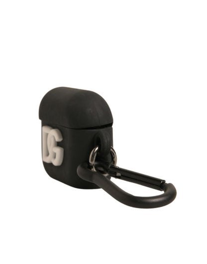 Dolce &amp; Gabbana Sort Silikone Gummi Logo Præget Airpods Etui