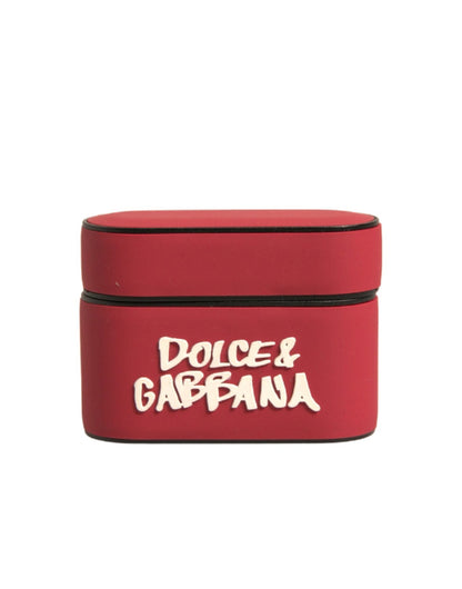 Dolce &amp; Gabbana Rød PVC Præget Logo Plaque Holder til Airpods