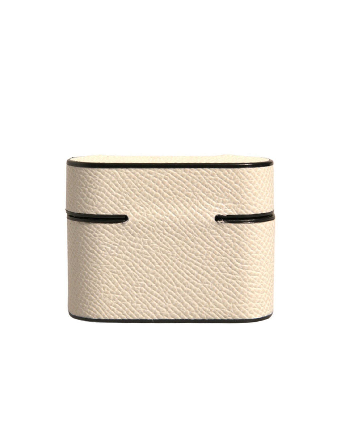 Dolce &amp; Gabbana Hvid Læder Metal Logo Plaque Holder Airpods Etui
