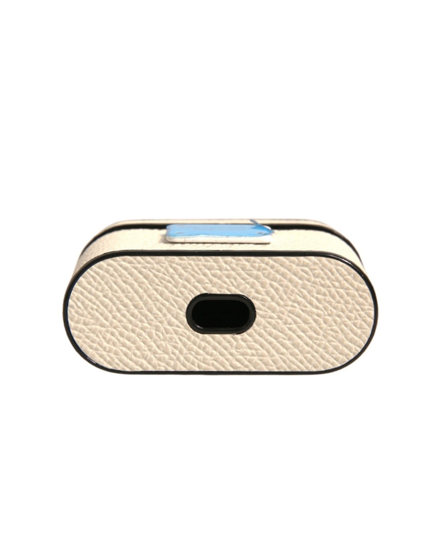 Dolce &amp; Gabbana Hvid Læder Metal Logo Plaque Holder Airpods Etui