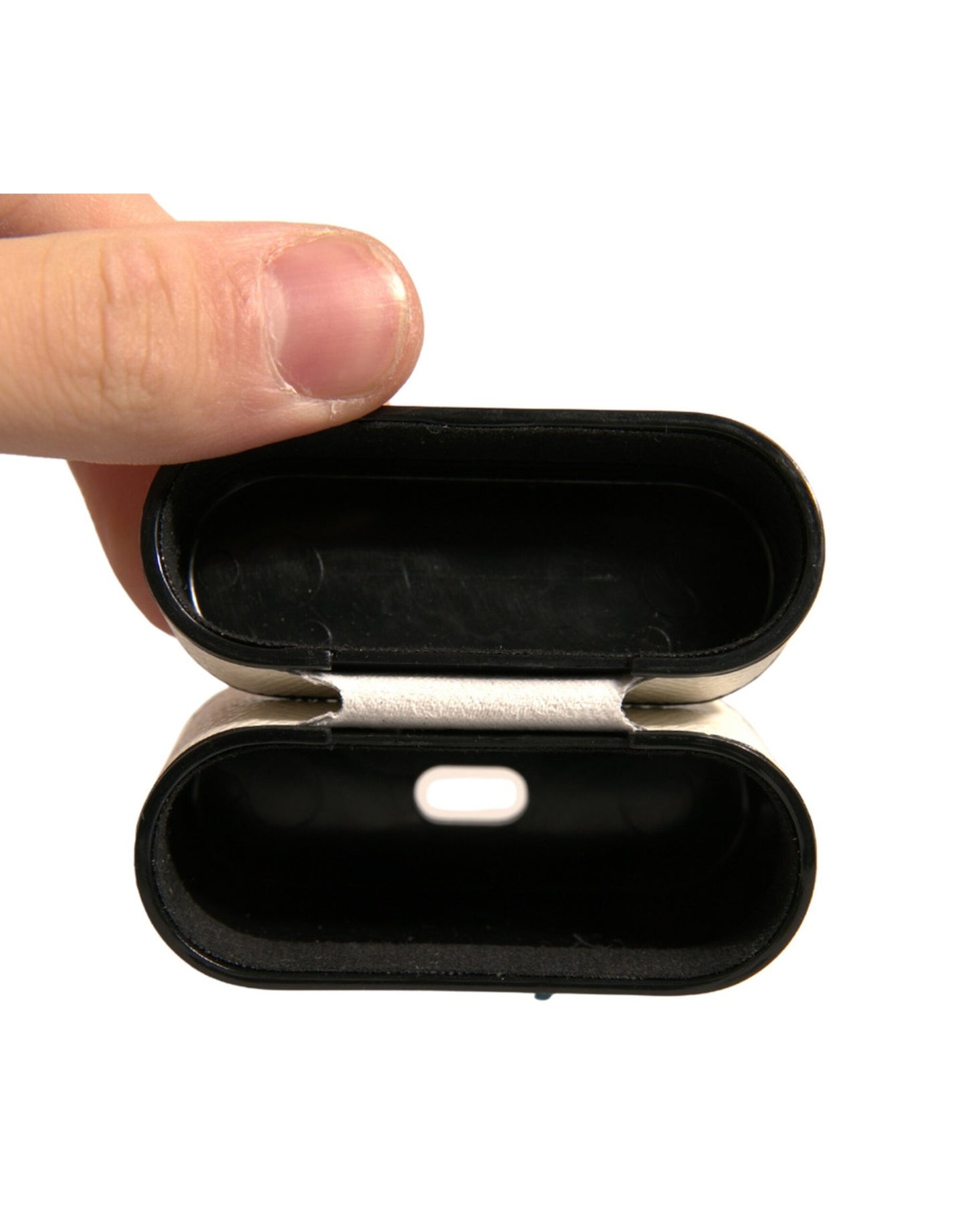Dolce &amp; Gabbana Hvid Læder Metal Logo Plaque Holder Airpods Etui