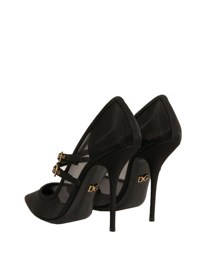 Dolce &amp; Gabbana Sorte Mesh Mary Jane Højhælede Pumps Sko
