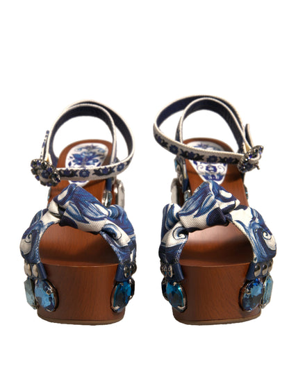 Dolce &amp; Gabbana Flerfarvede Majolica Udsmykkede Kilesandaler Sko