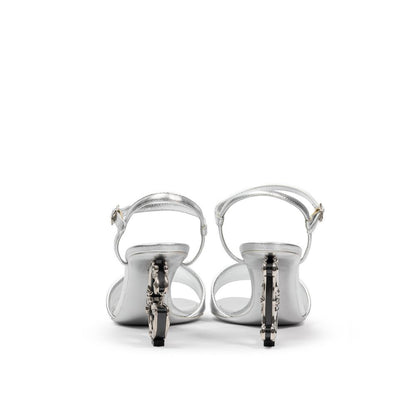 Dolce &amp; Gabbana sølvfarvede lædersandal