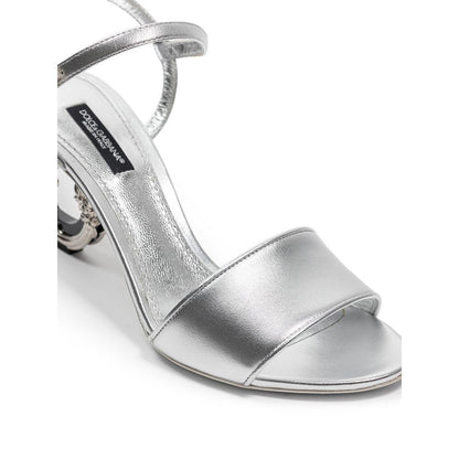 Dolce &amp; Gabbana sølvfarvede lædersandal