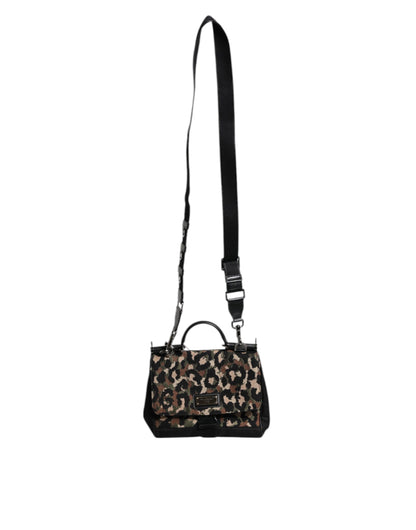 Dolce &amp; Gabbana brun leopardprint lakeret nylon Sicily tote-taske