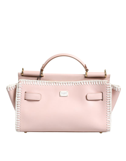 Dolce &amp; Gabbana Lyserød Logo Plaque Blød Læderrem Crossbody Taske
