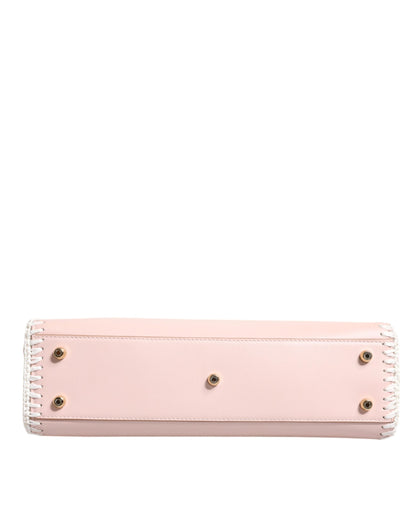 Dolce &amp; Gabbana Lyserød Logo Plaque Blød Læderrem Crossbody Taske