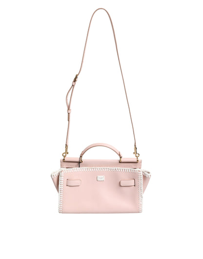 Dolce &amp; Gabbana Lyserød Logo Plaque Blød Læderrem Crossbody Taske