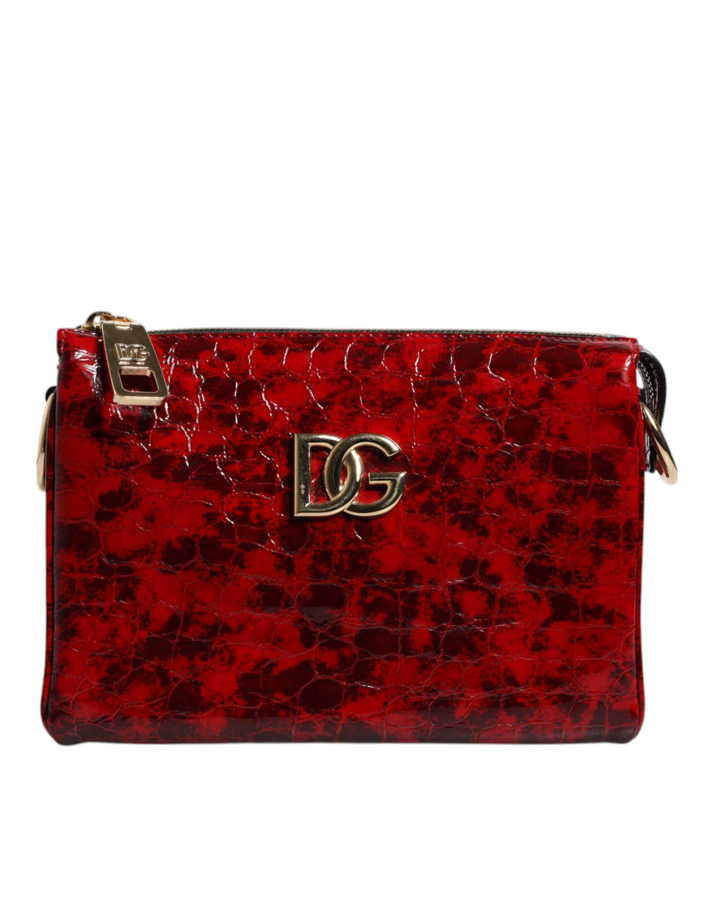 Dolce &amp; Gabbana Rød Eksotisk Læder DG Logo Dame Crossbody Taske