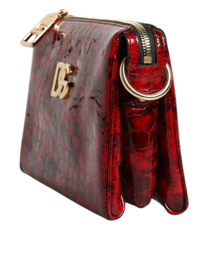 Dolce &amp; Gabbana Rød Eksotisk Læder DG Logo Dame Crossbody Taske