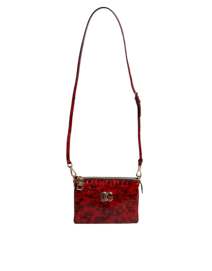 Dolce &amp; Gabbana Rød Eksotisk Læder DG Logo Dame Crossbody Taske