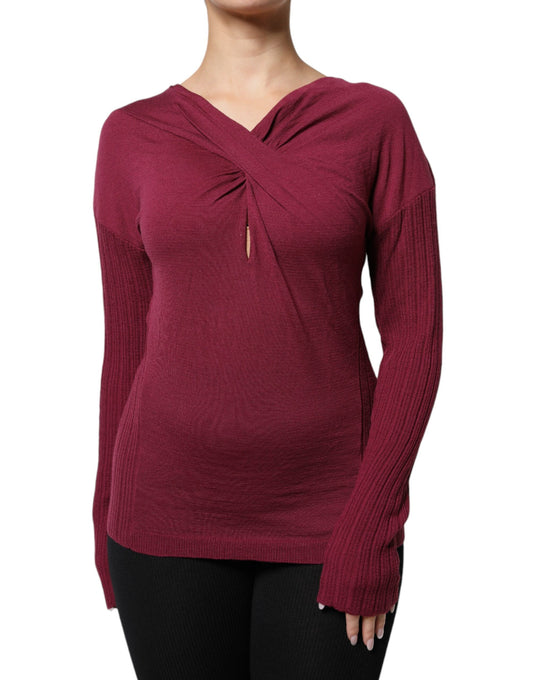 Roberto Cavalli Rødbrun Jumper Keyhole Strikpullover